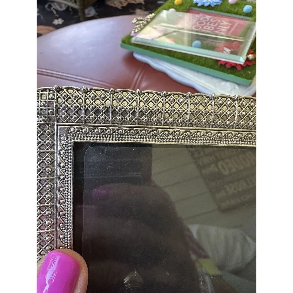 Vintage Heavy Silver Metal 5 X 7 Picture Frame/Intricate Metal Work